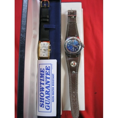 105 - 6 P&O Arcadia 'Inaugural Season' watches in original cases, unworn, require batteries, plus a mechan... 