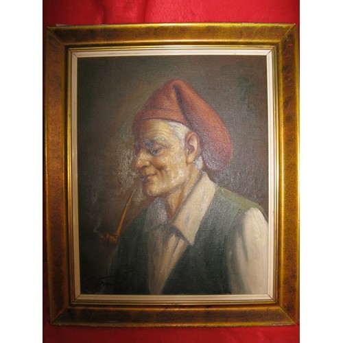 60 - Signed Continental framed oil on canvas of a Gentleman