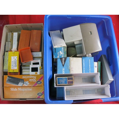 83 - Three boxes of 35mm slides and slide magazines with with a Sawyers 'Pana-vue' viewer
