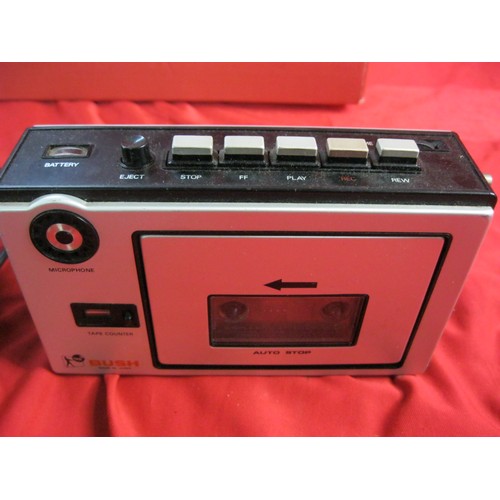 82 - Vintage Bush cassette tape player and recorder, with four sets of vintage Headphones