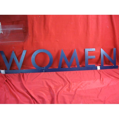 75 - Vintage  Freestanding blue metal 'Women' shop sign