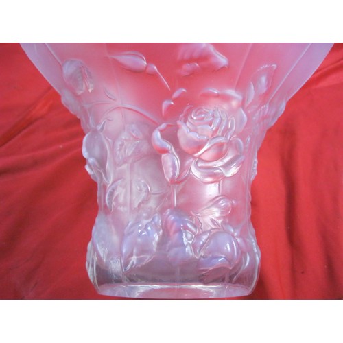 53 - A Barolac Vasaline Art Glass Vase with Mulled Rose pattern