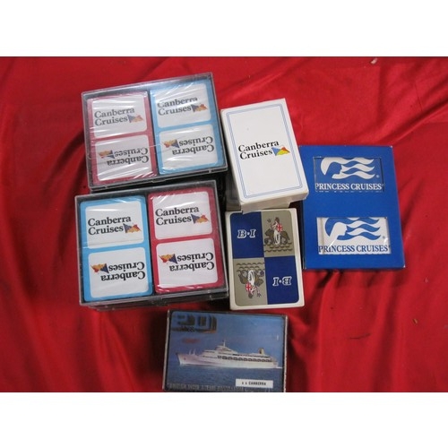 130 - A selection of boxed playing cards with nautical themes including SS Canberra, Canberra Cruises etc
