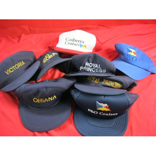 131 - A selection of 10 baseball caps with nautical themes including SS Canberra, RMS Queen Elizabeth II a... 