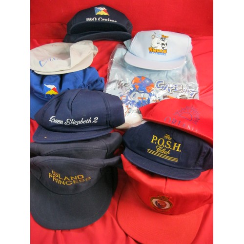 132 - A selection of 11 baseball caps with nautical themes including SS Canberra and others, plus an SS Ca... 