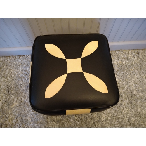 141 - 1960's Cream and Black padded Stool, with dansette legs in good condition