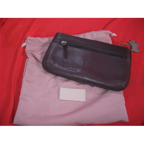 160 - Small burgundy Radley Bag/Purse with dog tag and dust cover