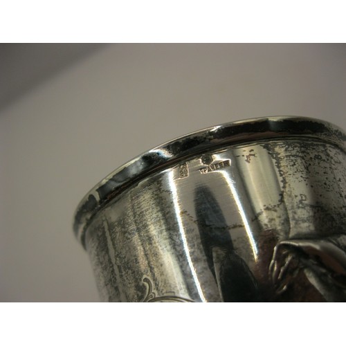 222 - A Russian pre-revolutionary 84zol (.875) silver stirrup cup decorated with cherries and initialled t... 
