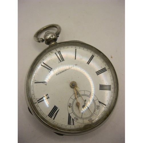 227 - A sterling silver pocket watch, the case hallmarked for Birmingham, possibly 1886 or 1911? - cartouc... 