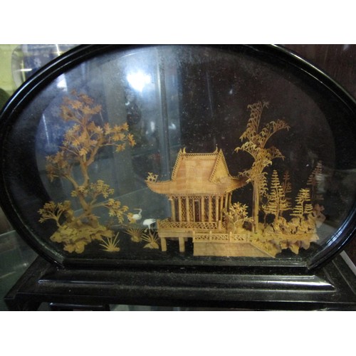 139 - China export carved balsa wood scene in traditional lacquered display case .Exquisite details includ... 