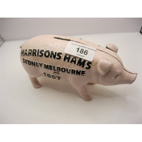 186 - Cast Iron Pig money box (L7