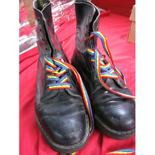 278 - A pair of ladies Dr Marten's boots, black leather with rainbow laces, very little if any wear - appe... 