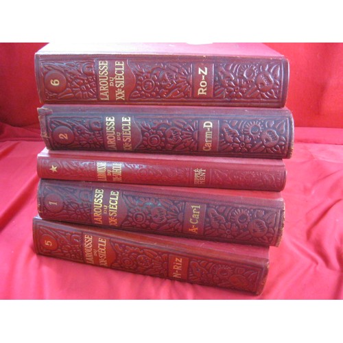 56 - Full Set  Vintage Red Larousse Du XX Siecle French Encyclopedias Vol 1-VI & Supplement circa 1950's