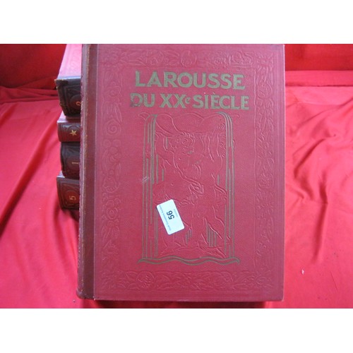 56 - Full Set  Vintage Red Larousse Du XX Siecle French Encyclopedias Vol 1-VI & Supplement circa 1950's