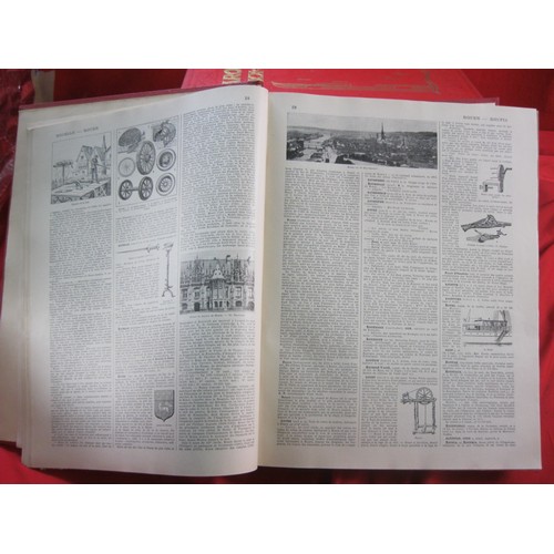 56 - Full Set  Vintage Red Larousse Du XX Siecle French Encyclopedias Vol 1-VI & Supplement circa 1950's