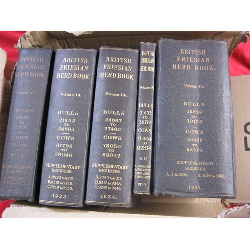 65 - Five mixed Friesan Cow Herd Books dated 1921, 1922, 1923, 1924 and 1929