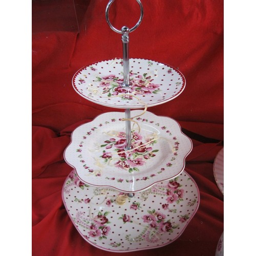 35 - Richmond Rose Time three-tier cake stand, a modern foliate pattern three-tier cake stand, a lobed se... 