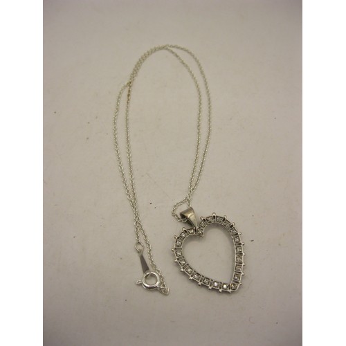 147 - 18ct white gold heart-shaped diamond pendant