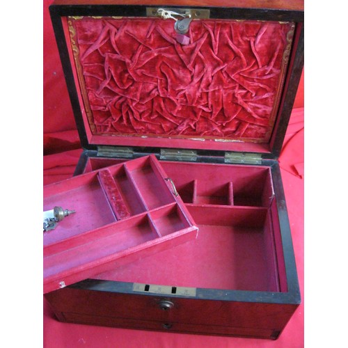 135 - A wooden jewellery box complete with a fitted  independent stand alone mirror .
Box has a lower draw... 