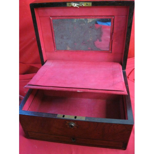 135 - A wooden jewellery box complete with a fitted  independent stand alone mirror .
Box has a lower draw... 