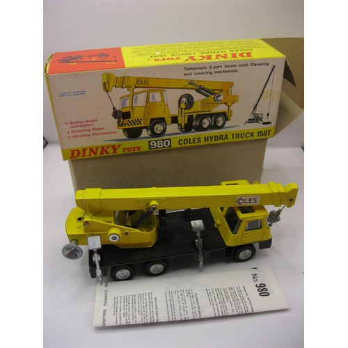 107 - A Dinky Toys #9809 Coles Hydra Crane in original box, in excellent condition