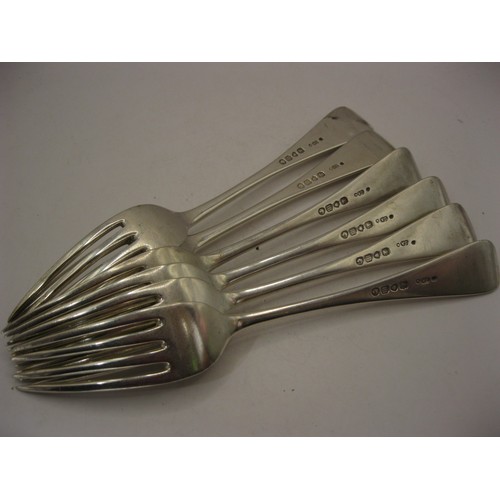 115 - A set of 6 sterling silver dinner forks, hallmarked for London 1867 by George William Adams, approx ... 