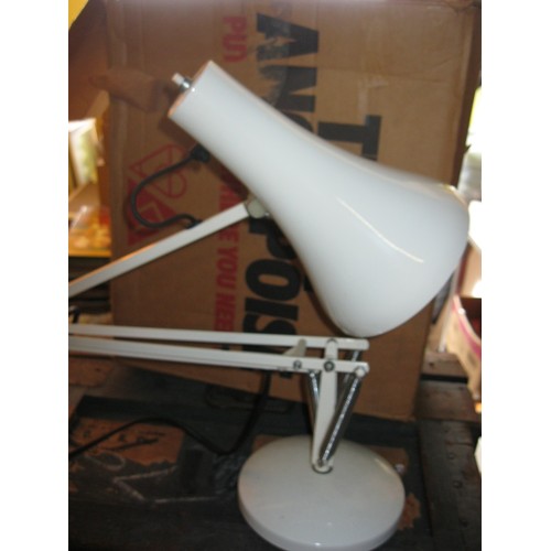 37 - Vintage Herbert Terry white Anglepoise lamp in box, PAT tested