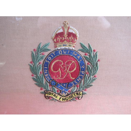 11 - Fire Screen with George VI Royal Engineers embroidery