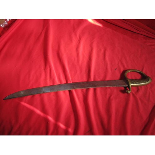 15 - Early 19th Century French Napoleonic period Briquet Sword with brass hilt and knuckle guard.  Blade ... 