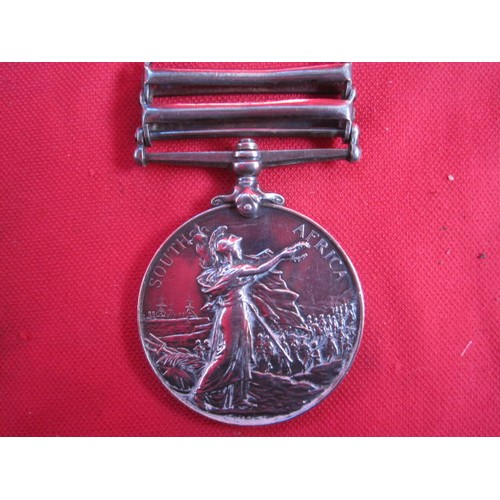 166 - A Queen's South Africa Medal with clasps 'Orange Free State' and 'Cape Colony' awarded to 8413 Pte D... 