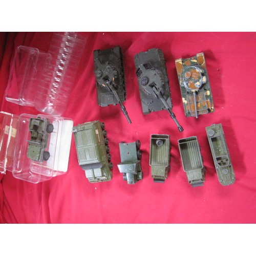 136 - Nine Dinky military vehicles (no boxes, all playworn, some re-painted and incomplete) - two Stalwart... 