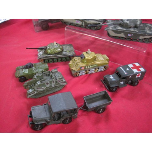 140 - Unboxed model military vehicles - Solido 236 Panther G; Solido Jeep and trailer; 2 x Corgi Centurion... 