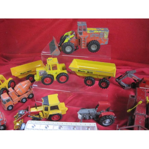 141 - About 16 die cast agricultural and works model vehicles including combine harvester, fork lift truck... 