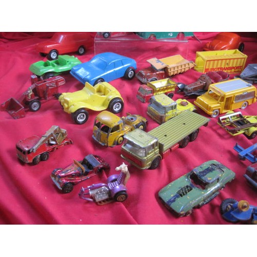 145 - About 24 various die cast and plastic cars and vehicles including Hasbro Optimus Prime (A/F), all in... 