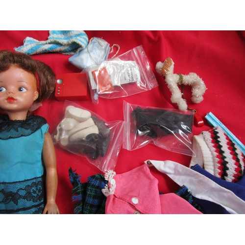 148 - Sindy Doll with a whole host of clothing and accessories to include Boots, Hand bag, Skis(one broken... 