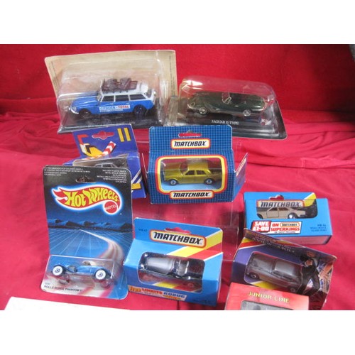 162 - A mixed assortment of boxed and unboxed model vehicles including Vitesse V100D Jaguar XK8, Matchbox ... 