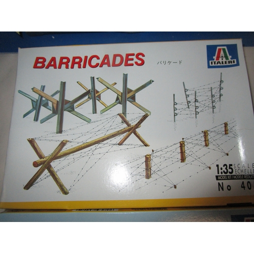 194 - Three Italeri sealed model kits all in 1.35 scale 1 Brick walls 2 Barricades and 3 Telegraph Poles