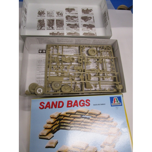 216 - Italeri 1.35 mint boxed sandbags along with a Tamiya Sd .kfz223 Leichter Panzerspahwagen (please not... 