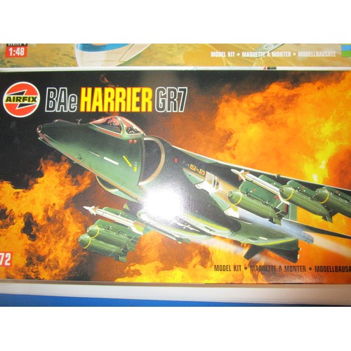 215 - Airfix 1.72 Harrier jump jet and a 1.48 Spitfire both are in original boxes with sealed packets and ... 