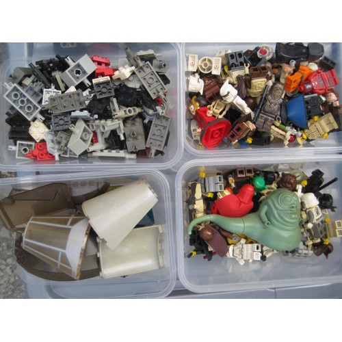 212 - Assorted Lego blocks, components and Star Wars figures with various other parts and five battery-ope... 