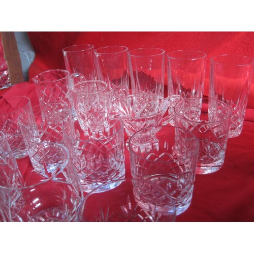 52 - Assorted glass drinking vessels - hi-ball, tumblers, brandy glasses (in all about twenty vessels) to... 