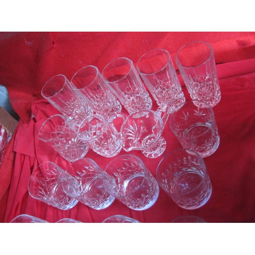 52 - Assorted glass drinking vessels - hi-ball, tumblers, brandy glasses (in all about twenty vessels) to... 