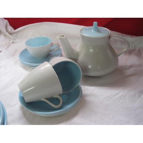 80 - Poole part dinner and tea service in Twintone sky blue and dove grey - 4 tureens (of which two have ... 