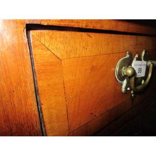 98 - Georgian mahogany veneer kneehole desk or dressing table, the top banded and half-veneered, one long... 