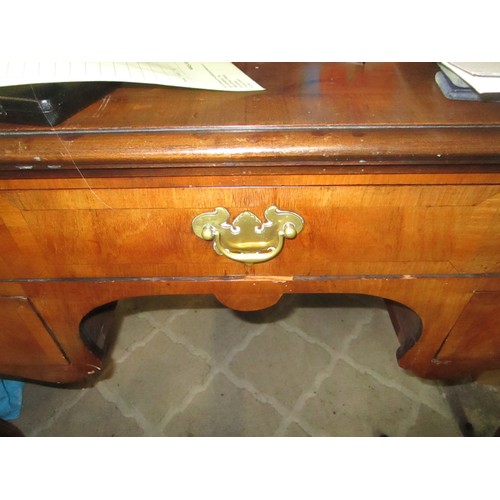 98 - Georgian mahogany veneer kneehole desk or dressing table, the top banded and half-veneered, one long... 