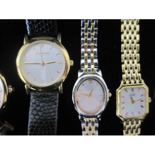 126 - Six ladies quartz wristwatches - Radley, Rotary with mother of pearl dial, Mappin & Webb (a/f, scrat... 