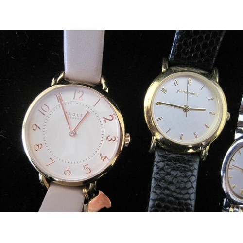 126 - Six ladies quartz wristwatches - Radley, Rotary with mother of pearl dial, Mappin & Webb (a/f, scrat... 