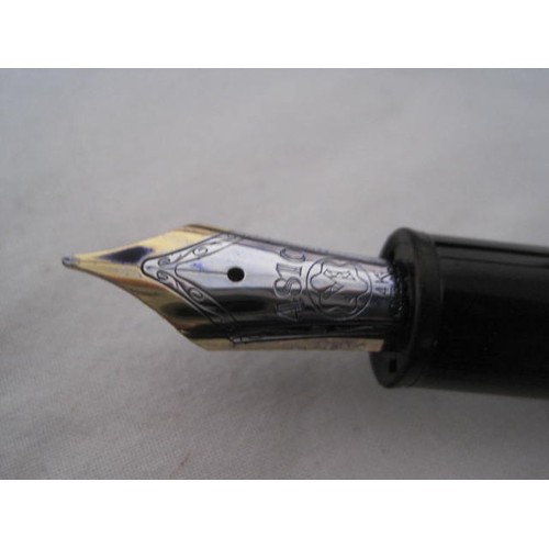 128 - Montblanc fountain pen and pencil - a Montblanc  Meisterstuck Pix black fountain pen serial no PZ210... 