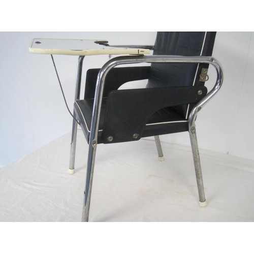 26 - 1950's/1960's Child's Chrome Dining Chair.  Black vinyl padded seat with formica tray.