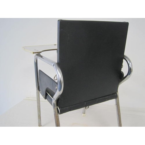 26 - 1950's/1960's Child's Chrome Dining Chair.  Black vinyl padded seat with formica tray.